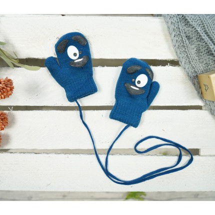 Morskie RĘKAWICZKI ciepłe 1P na sznurku PIES r. 98-104