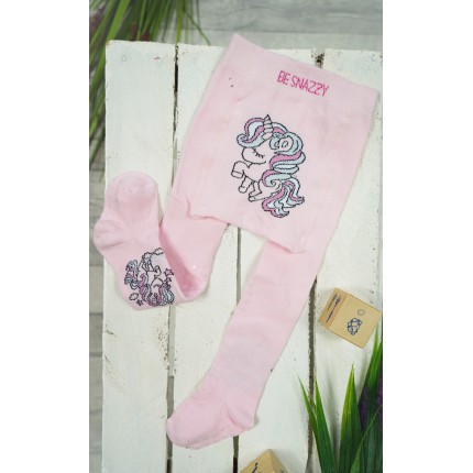 RAJSTOPY do RACZKOWANIA 3x ABS różowe z jednorożcem wzór 649