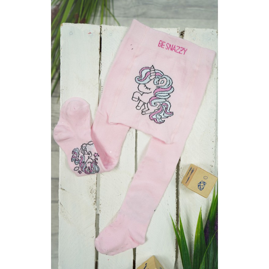 RAJSTOPY do RACZKOWANIA 3x ABS różowe z jednorożcem wzór 649