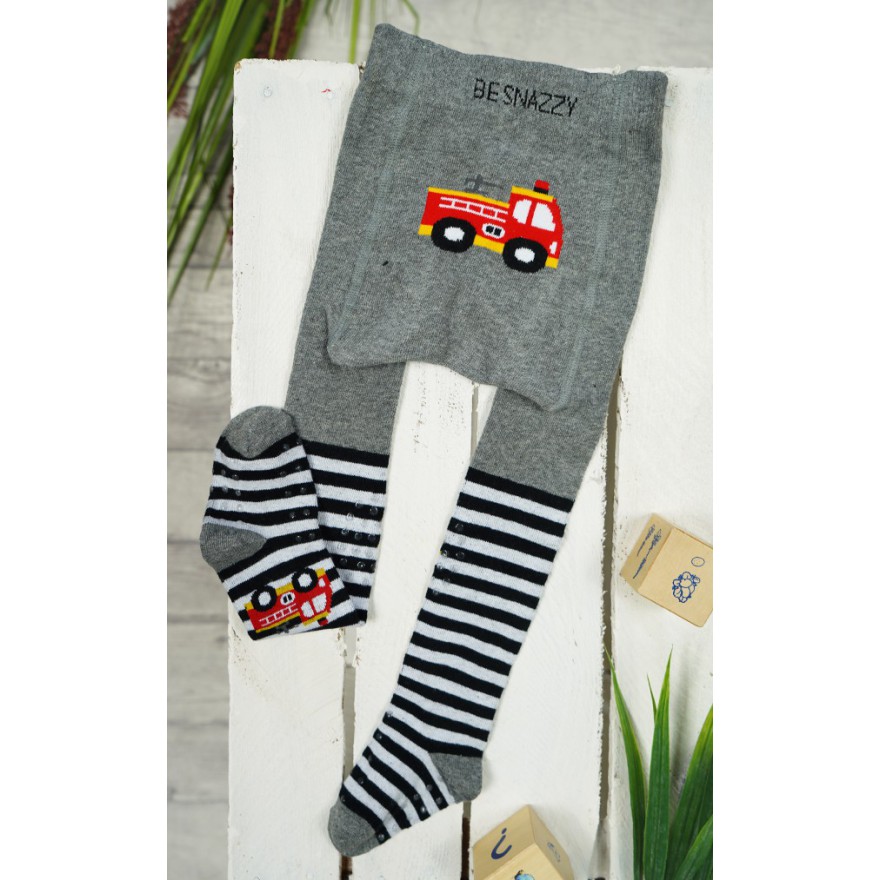 RAJSTOPY do RACZKOWANIA 3x ABS szare ze strażą wzór 658