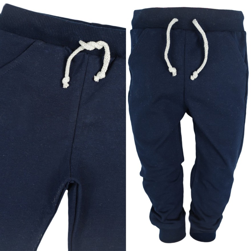 Granatowe spodnie dresowe wiązane wiosna jesień