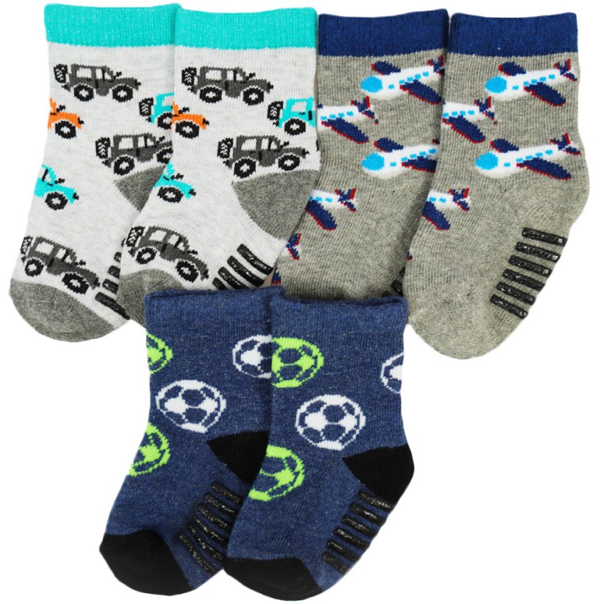 3PAK SKARPETKI z ABS SAMOLOTY skarpety chłopięce C-49