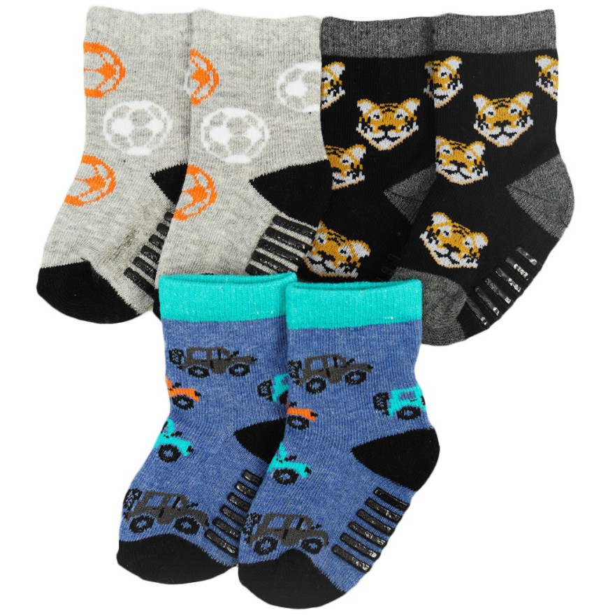 3PAK SKARPETKI z ABS TYGRYSY skarpety chłopięce C-50