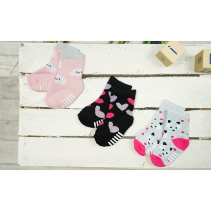 3PAK SKARPETKI z ABS CHMURKI SZOP skarpety dziewczęce D-55
