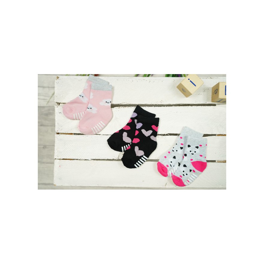 3PAK SKARPETKI z ABS CHMURKI SZOP skarpety dziewczęce D-55