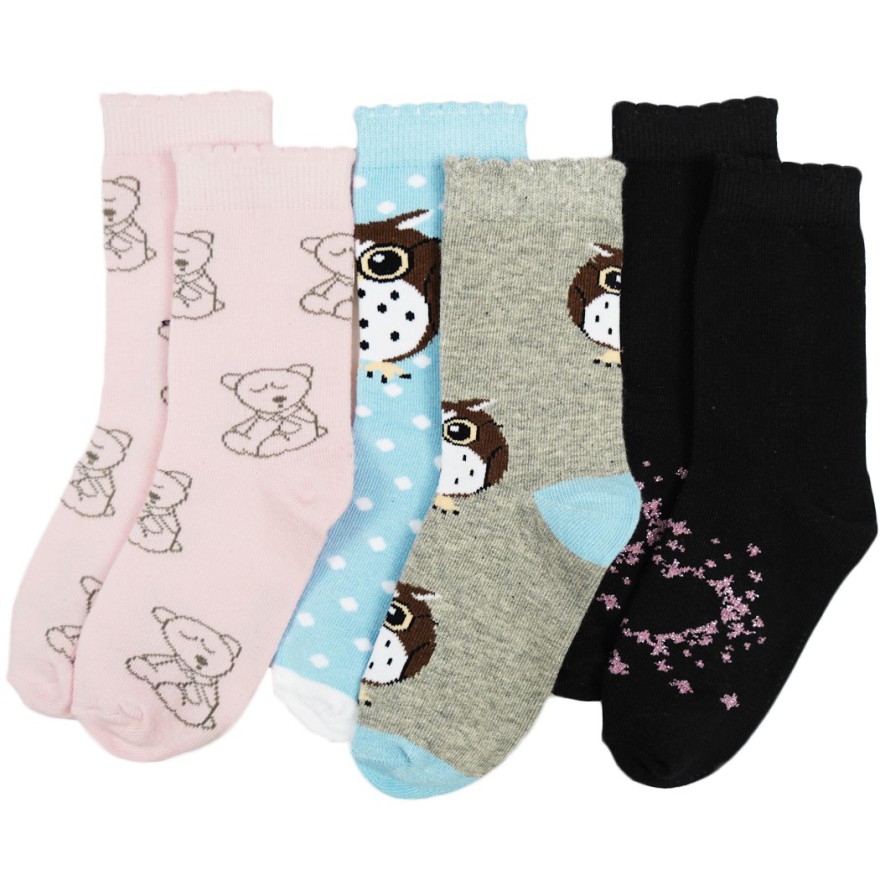 3pak SKARPETKI bawełniane MISIE i SOWA skarpety dziewczęce D-54