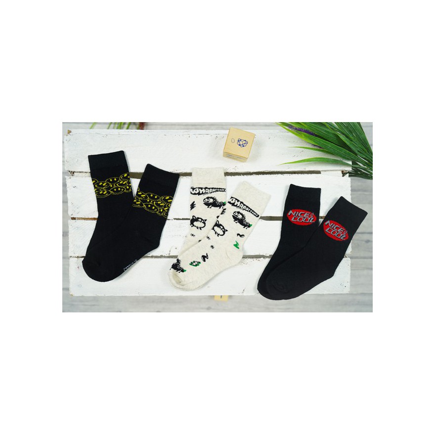 3pak SKARPETKI bawełniane NICE COOL EMOTKI skarpety chłopięce C-47
