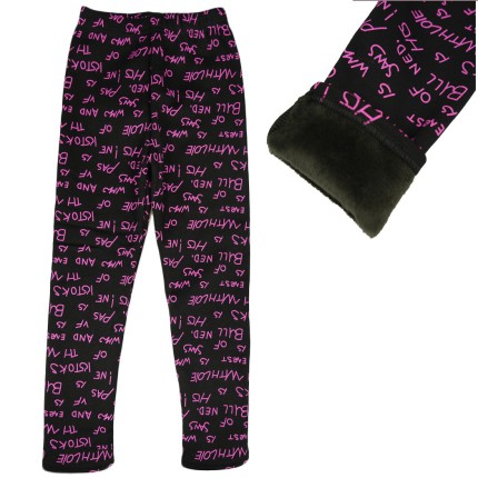 Czarne LEGGINSY ocieplane Z NAPISAMI GETRY na futerku