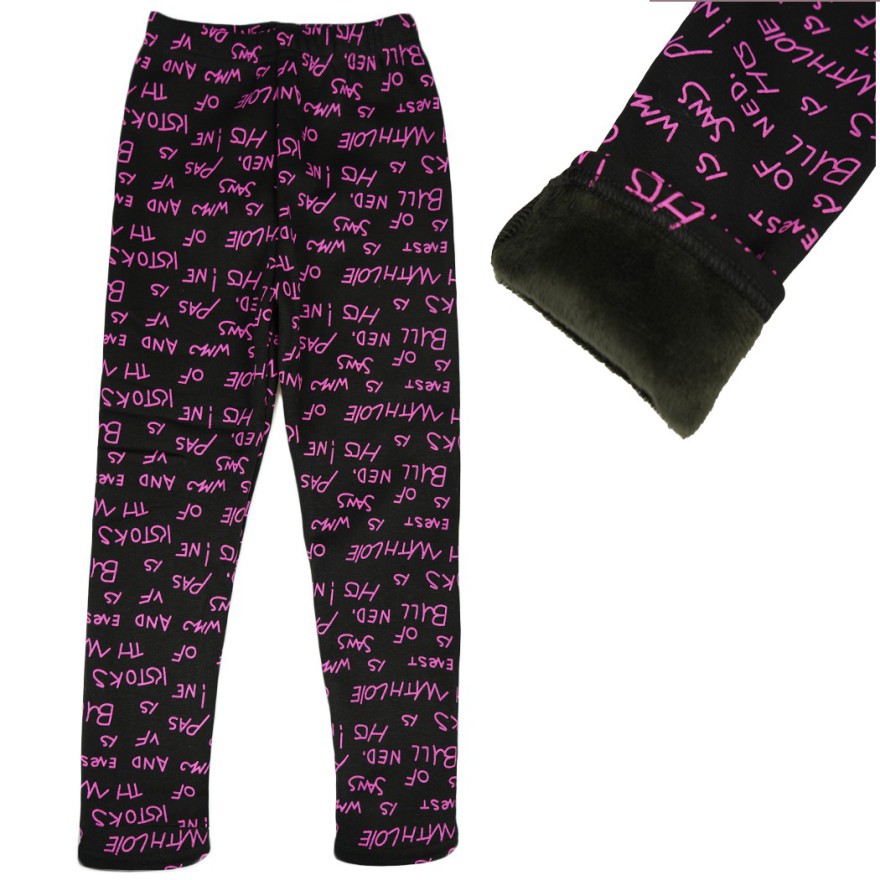 Czarne LEGGINSY ocieplane Z NAPISAMI GETRY na futerku