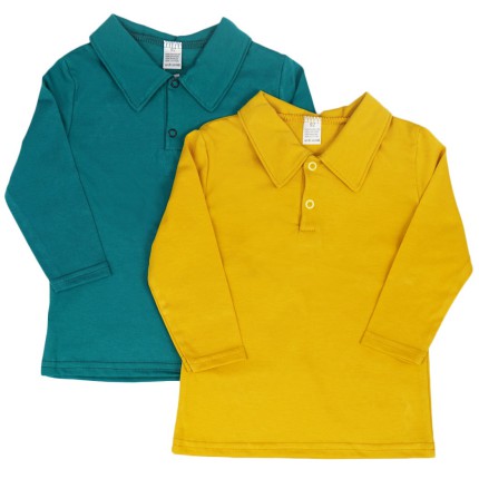 2PAK KOSZULKA POLO musztarda butelka z kołnierzykiem koszula
