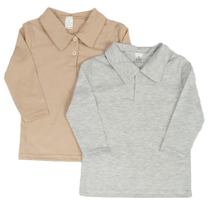 2PAK KOSZULKA POLO beż melanż z kołnierzykiem koszula