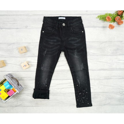 Jeansy czarne ocieplane dżety na dole