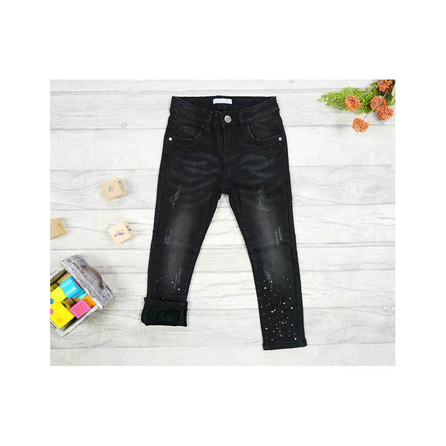 Jeansy czarne ocieplane dżety na dole