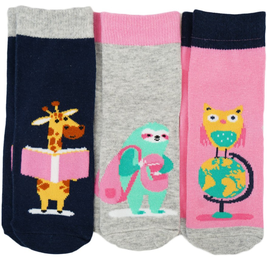 3pak SKARPETKI bawełniane LENIWIEC ŻYRAFA skarpety dziewczęce D-57