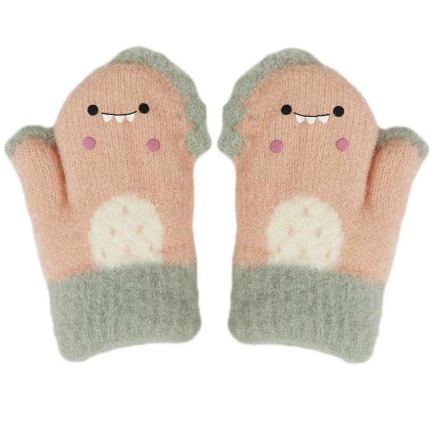 Różowe RĘKAWICZKI  ciepłe 1P na futerku ocieplane STWOREK r. 110-116