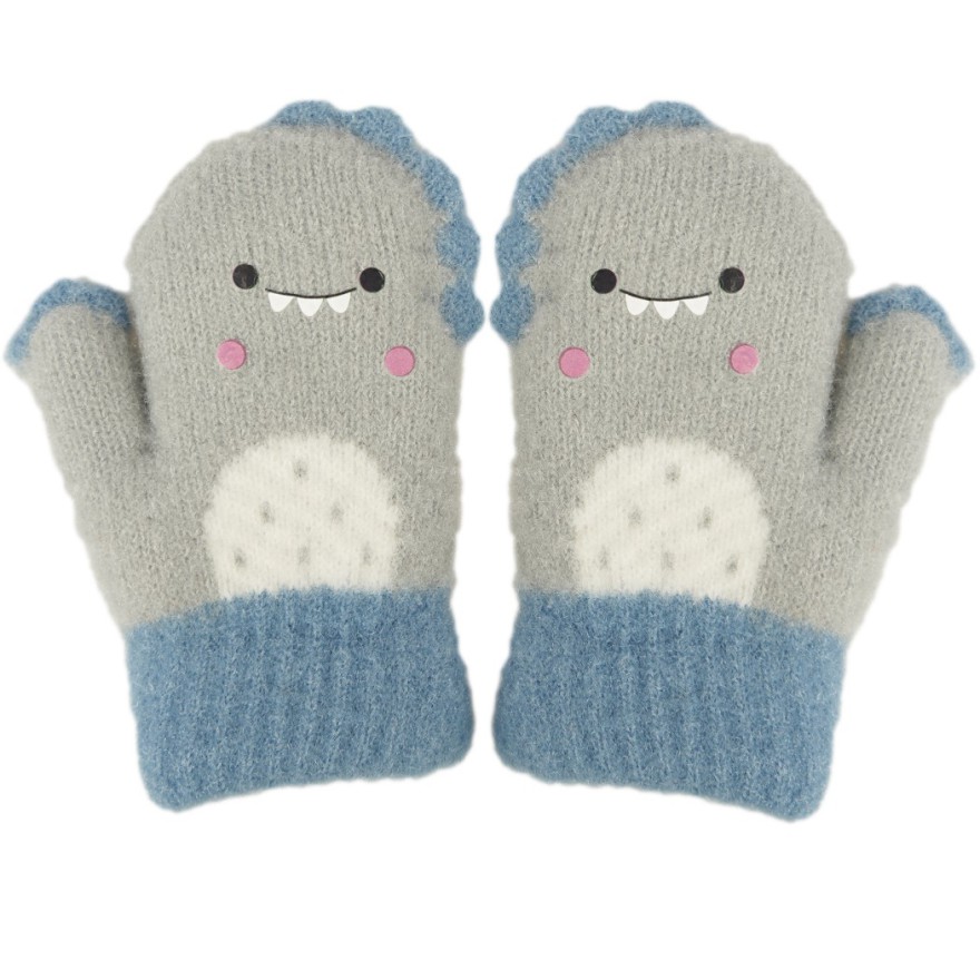 Szare RĘKAWICZKI  ciepłe 1P na futerku ocieplane STWOREK r. 110-116