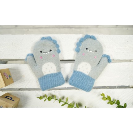 Szare RĘKAWICZKI ciepłe 1P na futerku ocieplane STWOREK r. 110-116