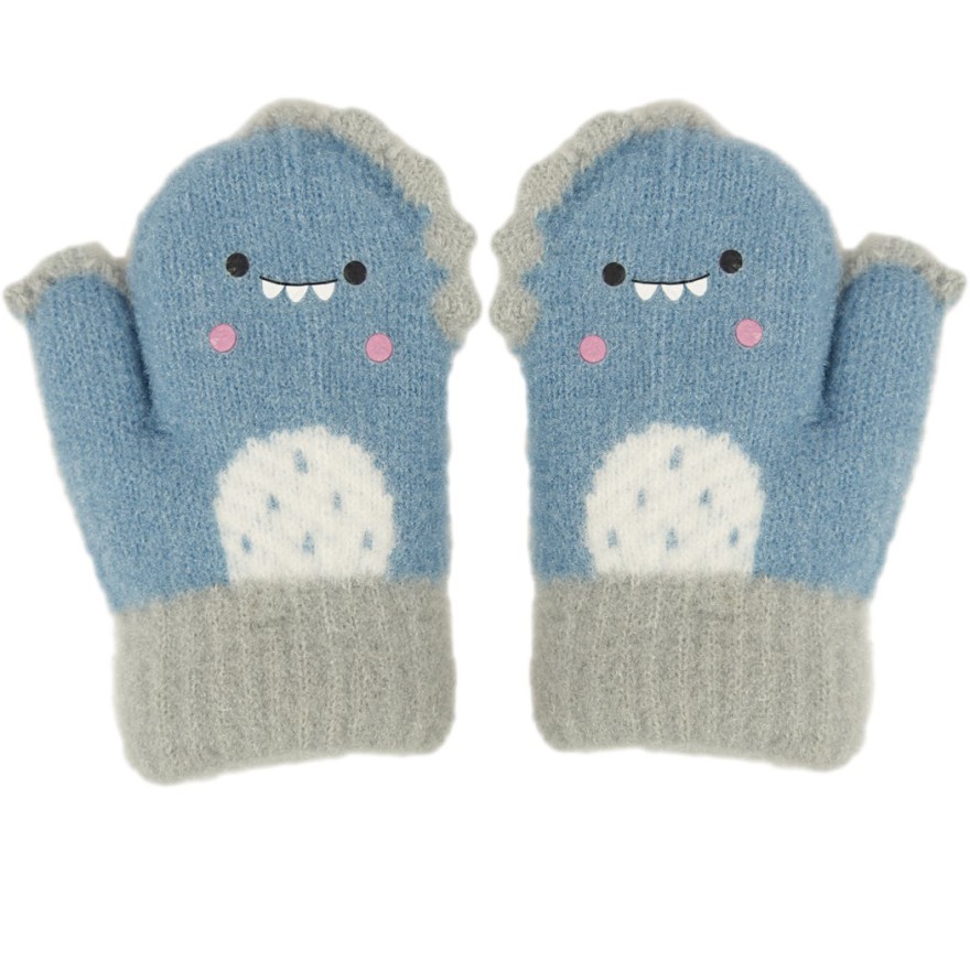 Niebieskie RĘKAWICZKI  ciepłe 1P na futerku ocieplane STWOREK r. 110-116