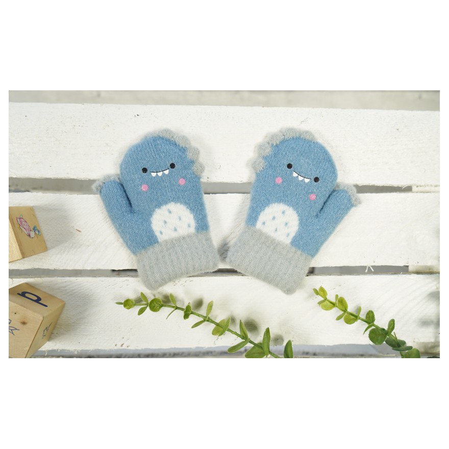 Niebieskie RĘKAWICZKI  ciepłe 1P na futerku ocieplane STWOREK r. 110-116