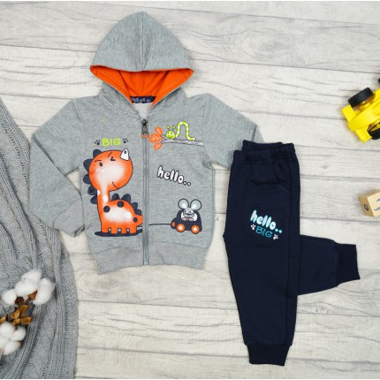 Szary DRES dino BIG HELLO bluza i spodnie