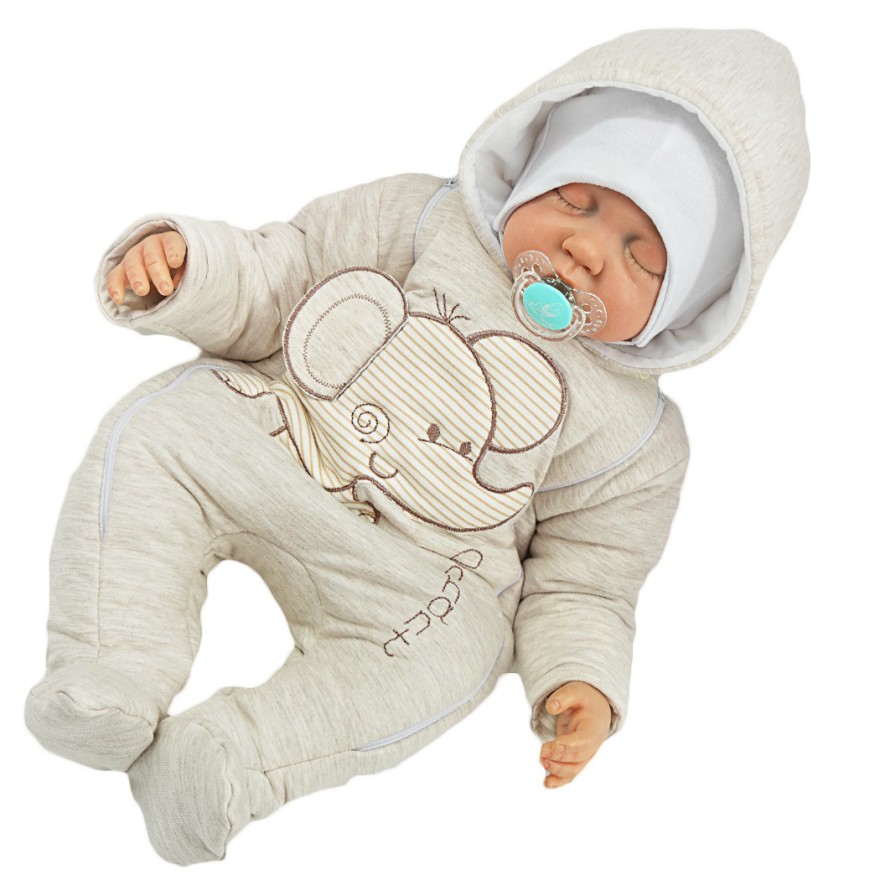 Kombinezon bawełniany beżowy SŁONIK ocieplany