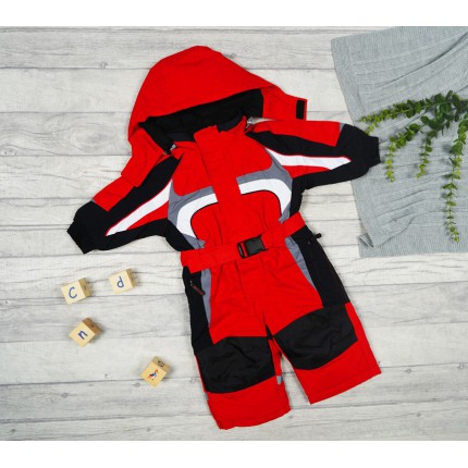 ZIMOWY KOMBINEZON jednoczęściowy CZERWONO- CZARNY termoaktywny