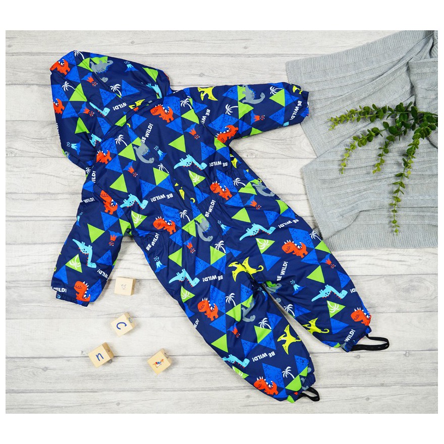 ZIMOWY KOMBINEZON jednoczęściowy GRANAT w dinozaury