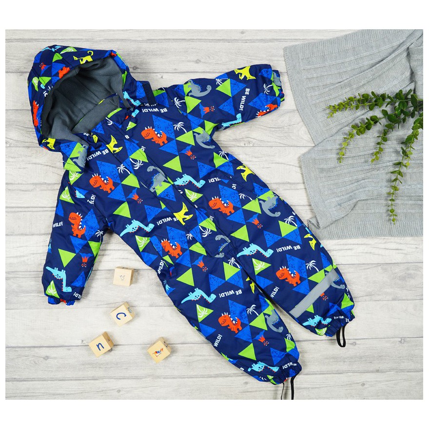 ZIMOWY KOMBINEZON jednoczęściowy GRANAT w dinozaury