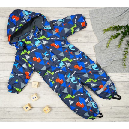 ZIMOWY KOMBINEZON jednoczęściowy GRAFIT w dinozaury