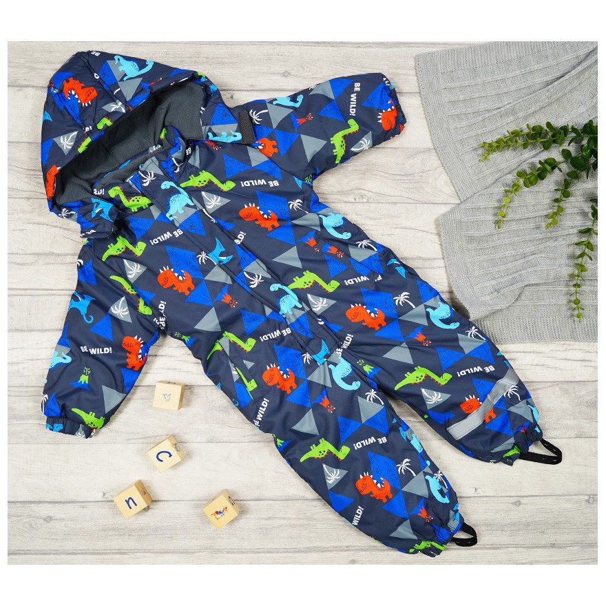 ZIMOWY KOMBINEZON jednoczęściowy GRAFIT w dinozaury