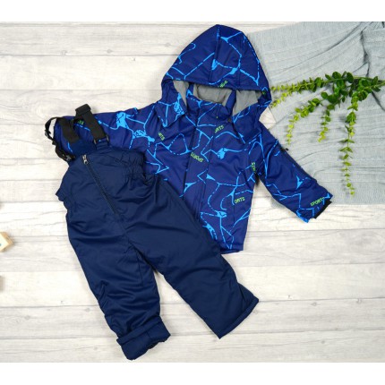 ZIMOWY KOMBINEZON dwuczęściowy w niebieskie SPORTS kurtka + spodnie