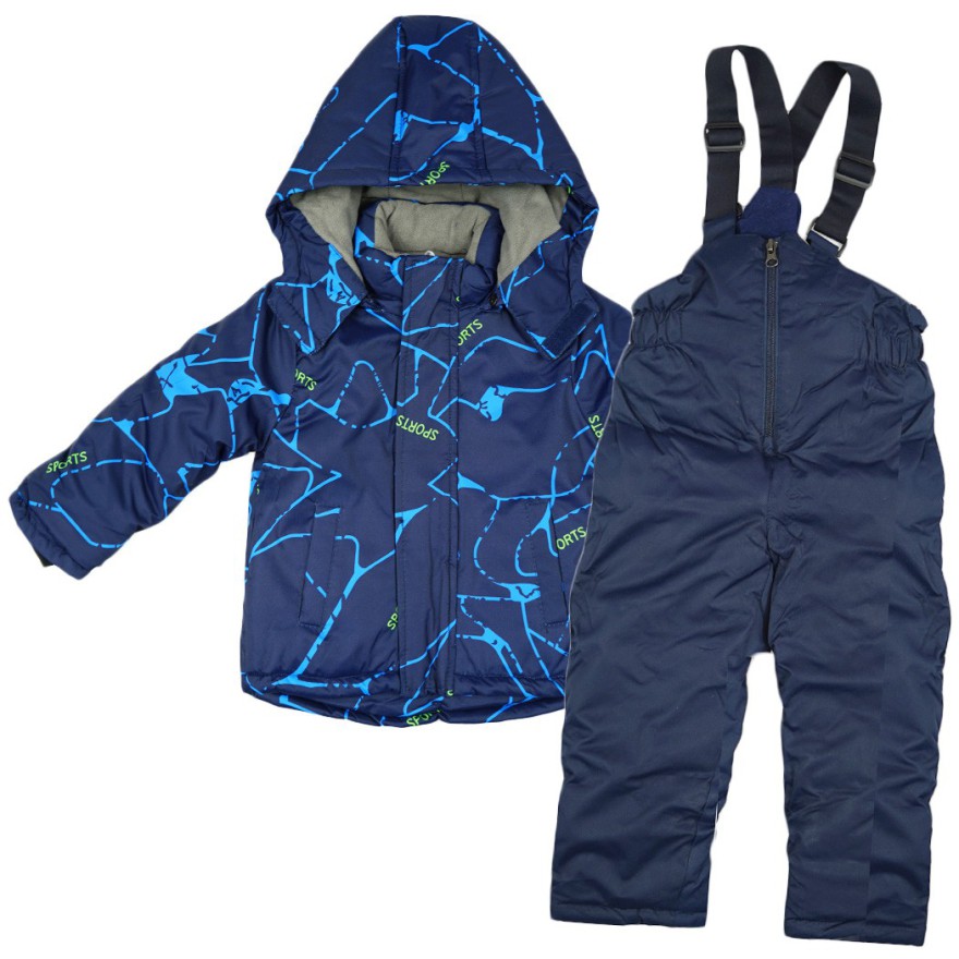 ZIMOWY KOMBINEZON dwuczęściowy w niebieskie SPORTS kurtka + spodnie