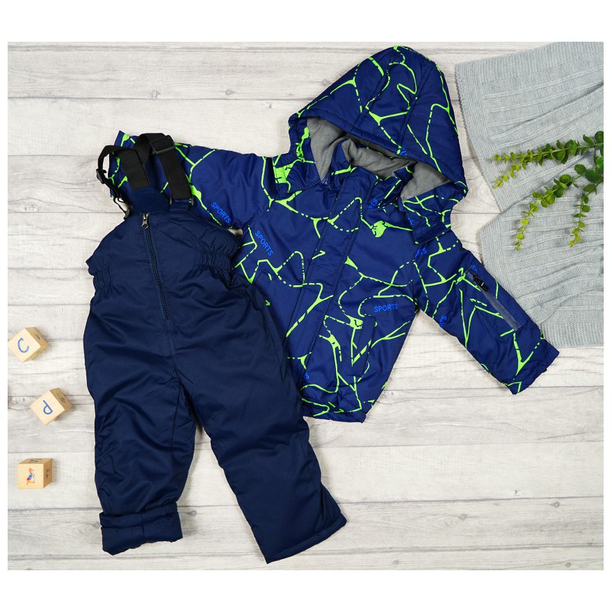 ZIMOWY KOMBINEZON dwuczęściowy w zielone SPORTS kurtka + spodnie