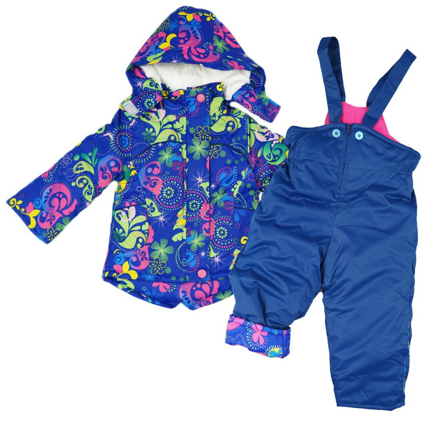 ZIMOWY KOMBINEZON dwuczęściowy GRANAT KWIATY kurtka + spodnie