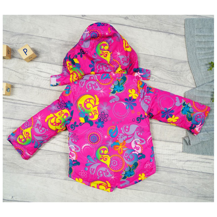 ZIMOWY KOMBINEZON dwuczęściowy RÓŻ KWIATY kurtka + spodnie