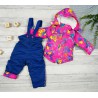 ZIMOWY KOMBINEZON dwuczęściowy RÓŻ KWIATY kurtka + spodnie