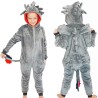 Szara PIŻAMA jednoczęściowa SMOK z ogonem i kapturem kigurumi