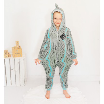 Seledynowa PIŻAMA jednoczęściowa DINOZAUR z kapturem kigurumi
