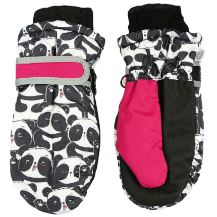 Czarno- różowe rękawiczki na śnieg narty PANDA 1P r.110-116