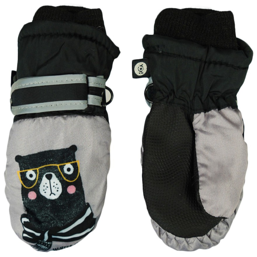 Szaro- czarne rękawiczki na śnieg narty MIŚ 1P r.74-92