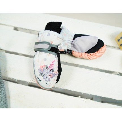 Biało- różowe rękawiczki na śnieg narty JEDNOROŻEC 1P r.74-92