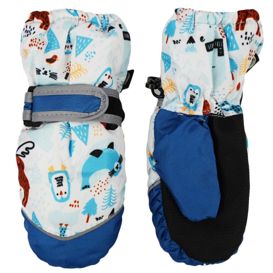 Biało- niebieskie rękawiczki na śnieg narty MROŹNA KRAINA 1P r.74-92