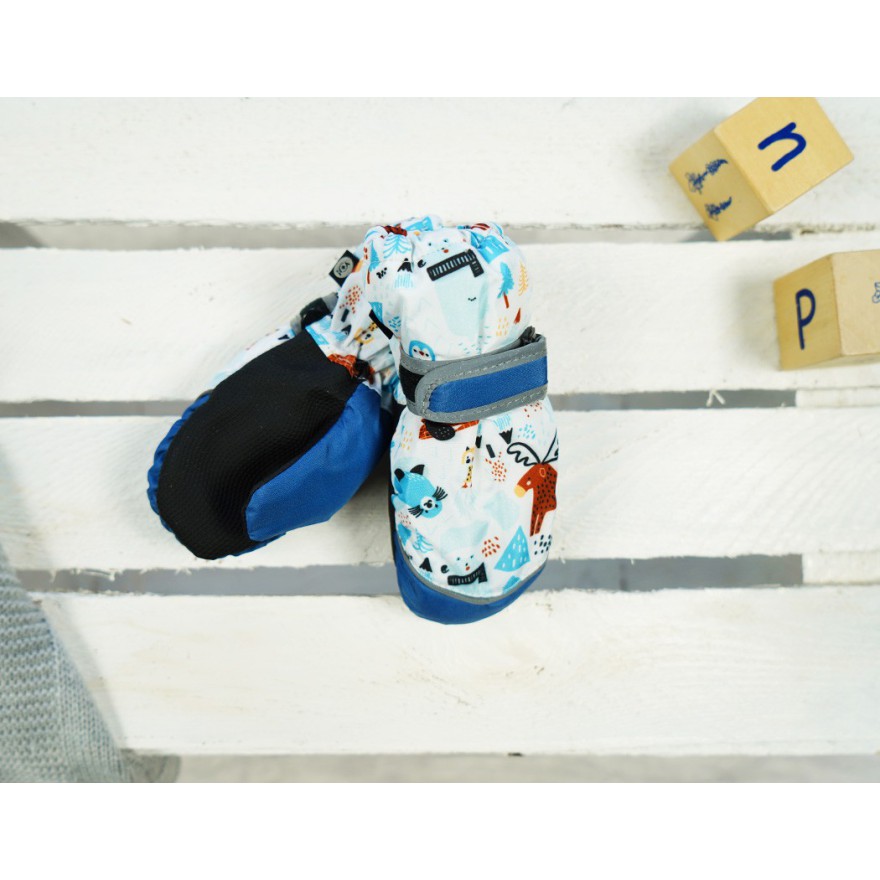 Biało- niebieskie rękawiczki na śnieg narty MROŹNA KRAINA 1P r.74-92