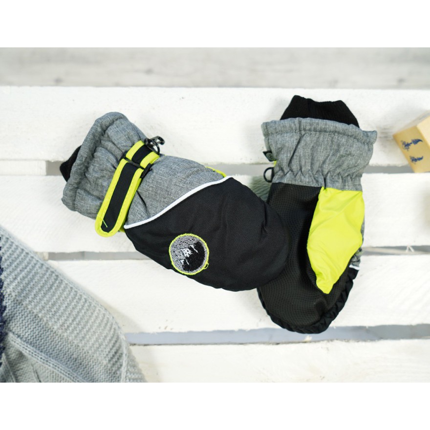 Czarno- grafitowe rękawiczki na śnieg narty GÓRY 1P r.110-116