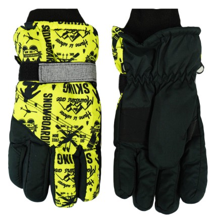 Żółto-czarne rękawiczki narciarskie 5P SNOWBOARD r.146-170