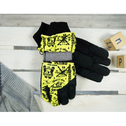 Żółto-czarne rękawiczki narciarskie 5P SNOWBOARD r.146-170
