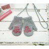 Szare RĘKAWICZKI 1P ciepłe na sznurku LITTLE PRINCESS r. 110-134