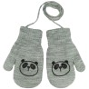 Szare RĘKAWICZKI 1P ciepłe na sznurku PANDA r. 110-134