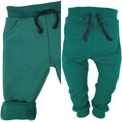 Butelkowe spodnie dresowe ocieplane wiązane jesień zima