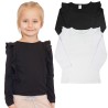 2PAK BLUZKA Z FALBANKAMI biała i czarna koszulka dziewczęca